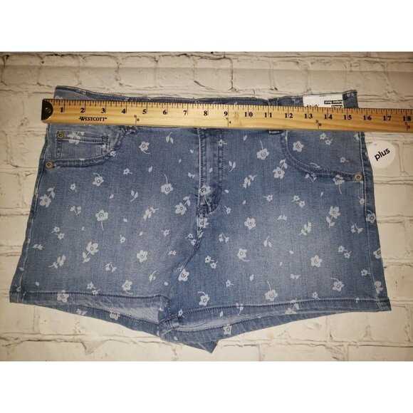Nwt Arizona Jean Co Girls Plus Size 16.5 Floral Jean Shortie Shorts - Picture 4 of 5